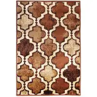 Photo of Brown Quatrefoil Power Loom Distressed Stain Resistant Area Rug
