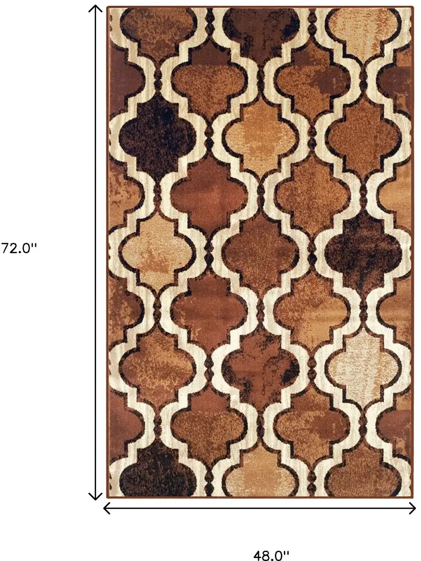 Brown Quatrefoil Power Loom Distressed Stain Resistant Area Rug Photo 8
