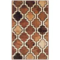 Photo of Brown Quatrefoil Power Loom Distressed Stain Resistant Area Rug