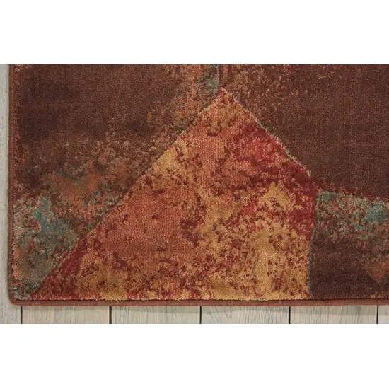 Brown Red And Orange Abstract Non Skid Area Rug Photo 7