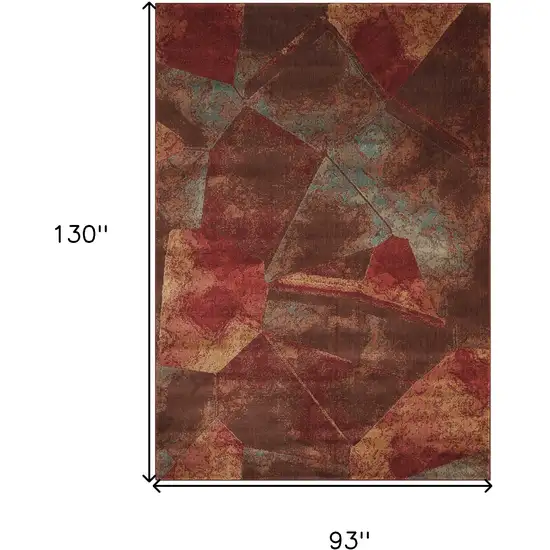 Brown Red And Orange Abstract Non Skid Area Rug Photo 3