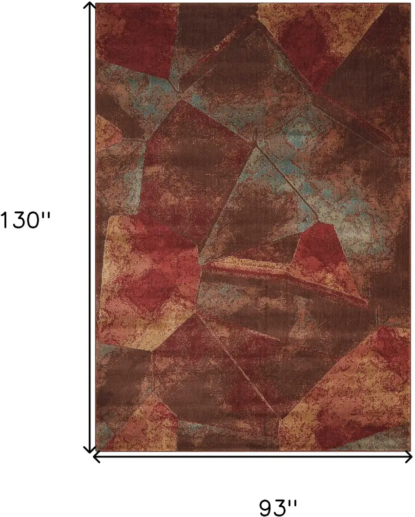 Brown Red And Orange Abstract Non Skid Area Rug Photo 3