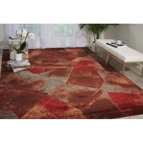 Brown Red And Orange Abstract Non Skid Area Rug Photo 4