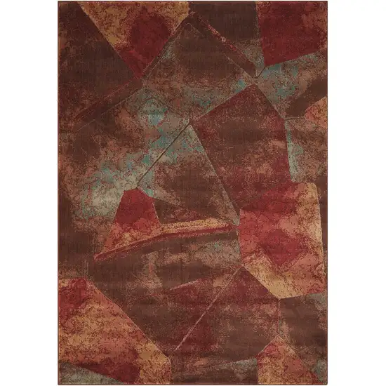 Brown Red And Orange Abstract Non Skid Area Rug Photo 2
