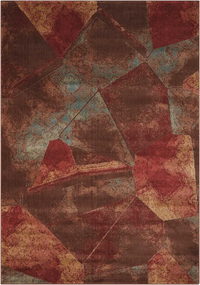 Brown Red And Orange Abstract Non Skid Area Rug Photo 2