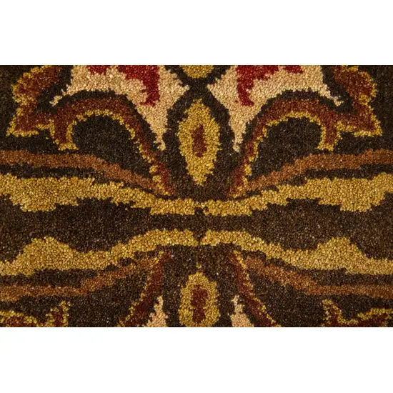 Brown Red And Tan Wool Ikat Hand Knotted Area Rug Photo 5