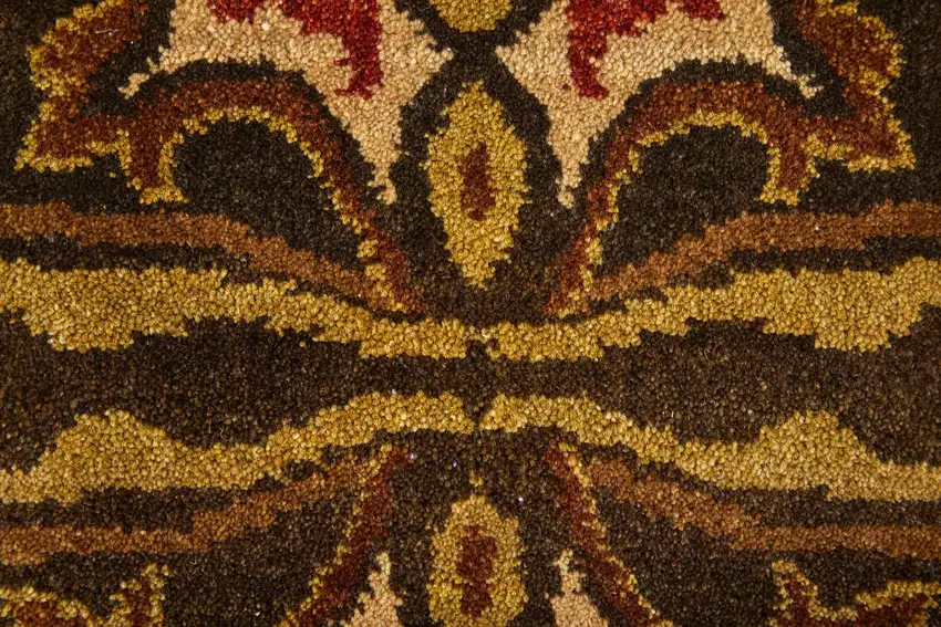 Brown Red And Tan Wool Ikat Hand Knotted Area Rug Photo 5