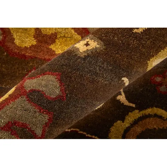 Brown Red And Tan Wool Ikat Hand Knotted Area Rug Photo 4