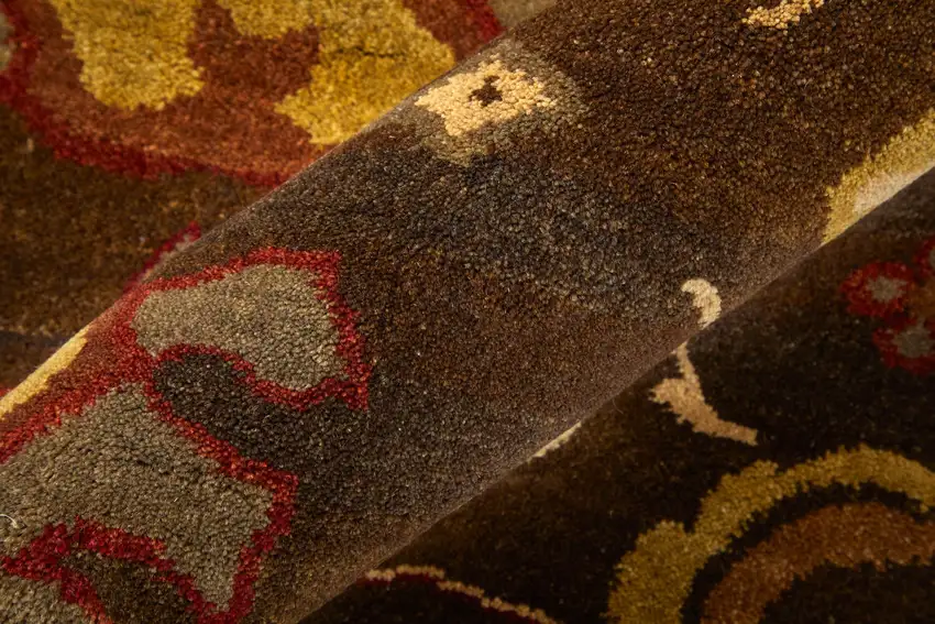 Brown Red And Tan Wool Ikat Hand Knotted Area Rug Photo 4