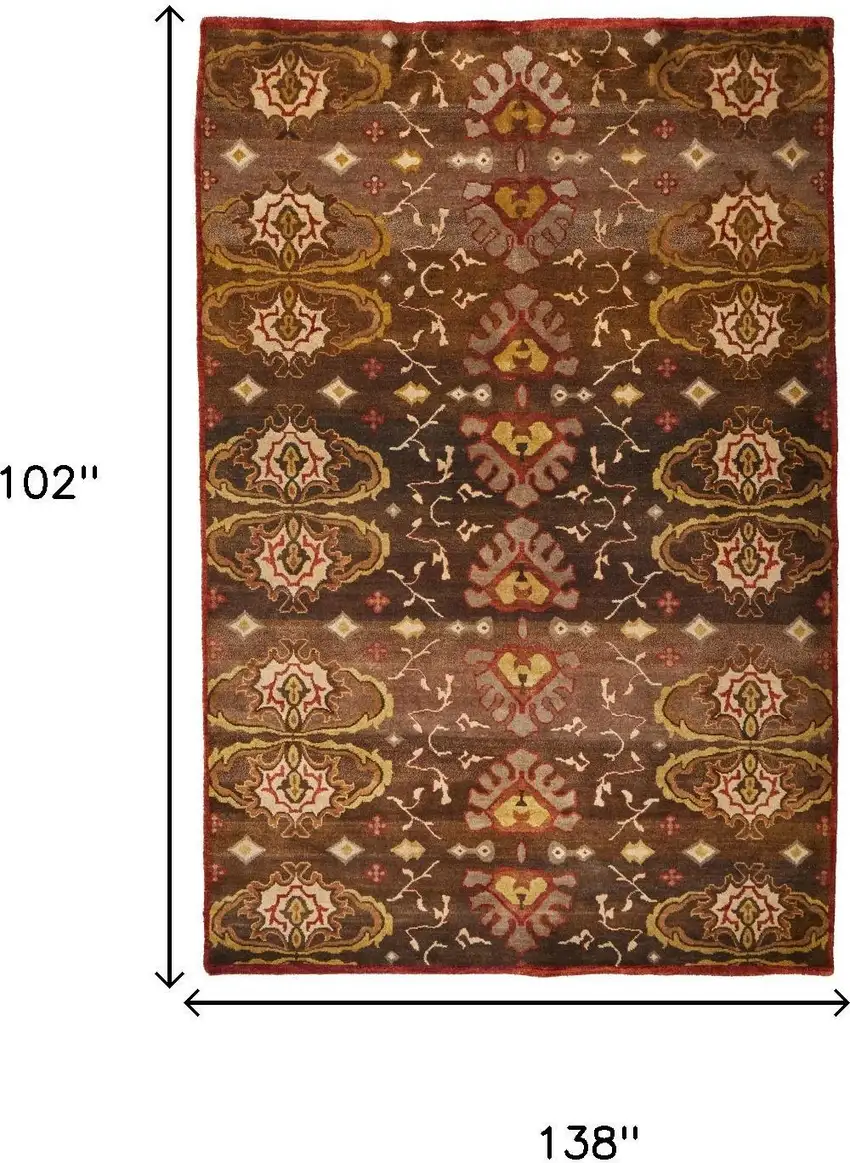 Brown Red And Tan Wool Ikat Hand Knotted Area Rug Photo 8