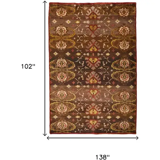 Brown Red And Tan Wool Ikat Hand Knotted Area Rug Photo 8
