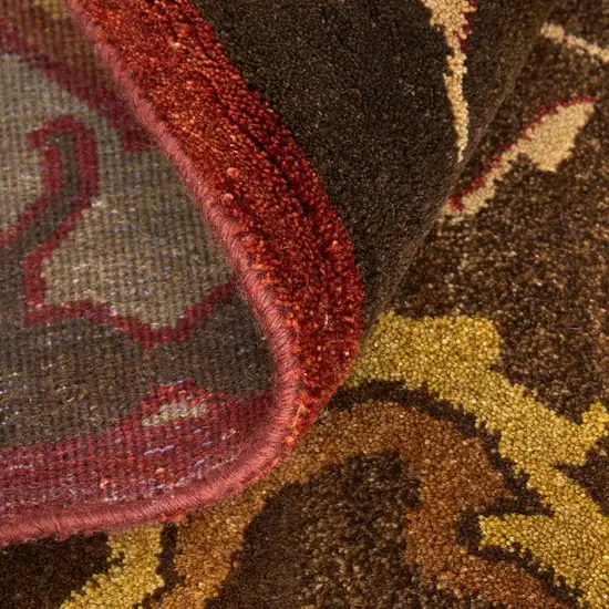Brown Red And Tan Wool Ikat Hand Knotted Area Rug Photo 6