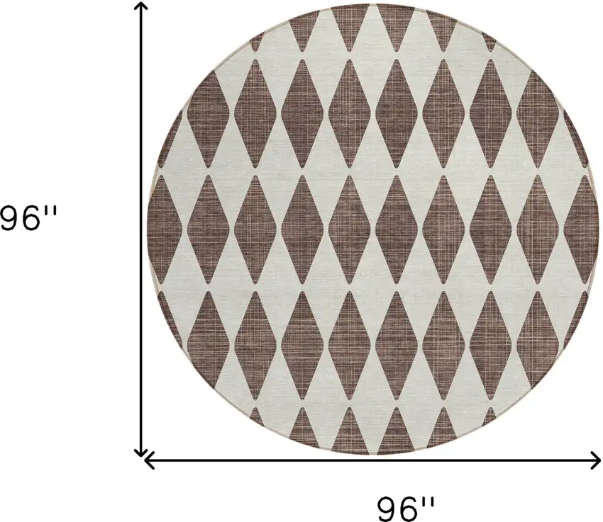 Brown Round Geometric Washable Non Skid Indoor Outdoor Area Rug Photo 3
