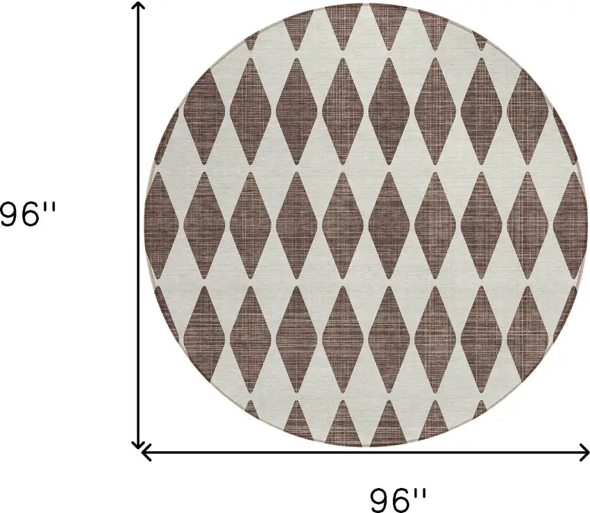 Brown Round Geometric Washable Non Skid Indoor Outdoor Area Rug Photo 3