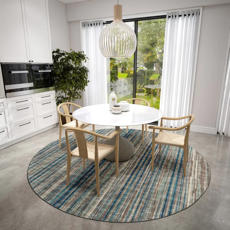 Brown Round Ombre Tufted Handmade Area Rug Photo 1