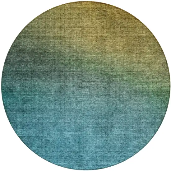 Brown Round Ombre Washable Non Skid Indoor Outdoor Area Rug Photo 2