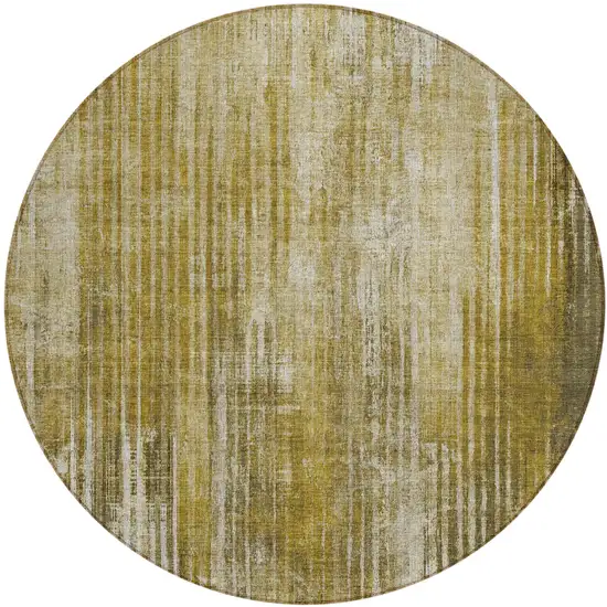 Brown Round Striped Washable Non Skid Indoor Outdoor Area Rug Photo 2