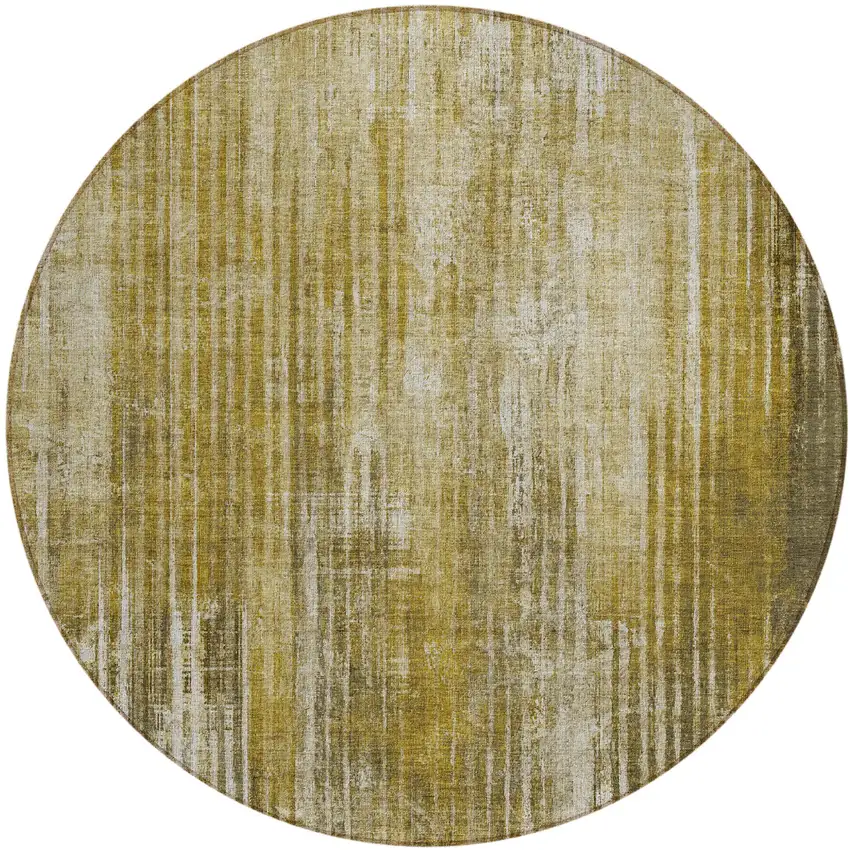 Brown Round Striped Washable Non Skid Indoor Outdoor Area Rug Photo 2