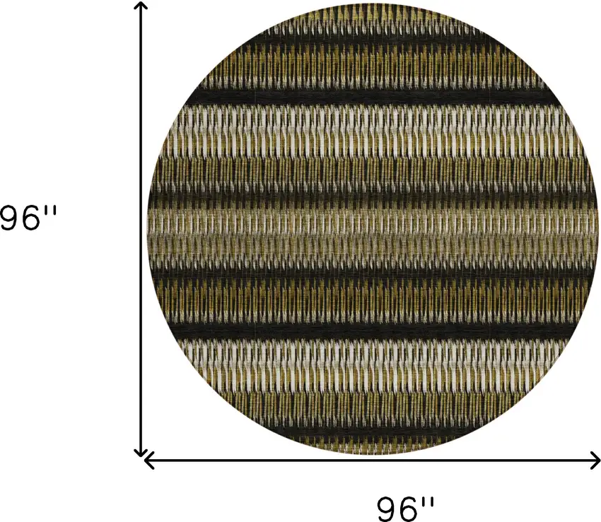 Brown Round Striped Washable Non Skid Indoor Outdoor Area Rug Photo 3
