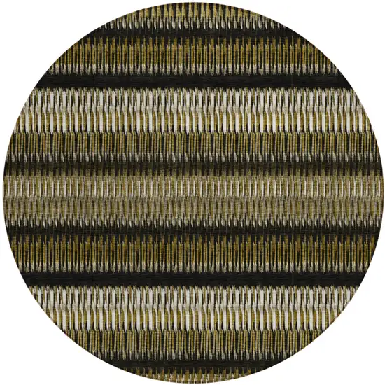 Brown Round Striped Washable Non Skid Indoor Outdoor Area Rug Photo 2