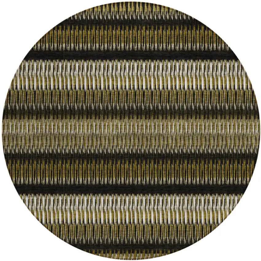 Brown Round Striped Washable Non Skid Indoor Outdoor Area Rug Photo 2