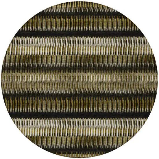 Brown Round Striped Washable Non Skid Indoor Outdoor Area Rug Photo 5