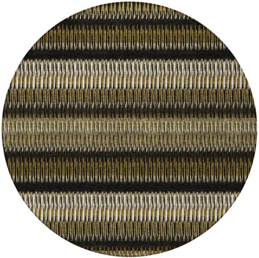 Brown Round Striped Washable Non Skid Indoor Outdoor Area Rug Photo 5