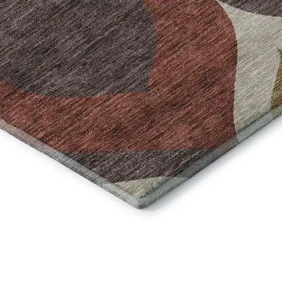 Brown Rust And Teal Ogee Washable Area Rug With UV Protection Photo 8