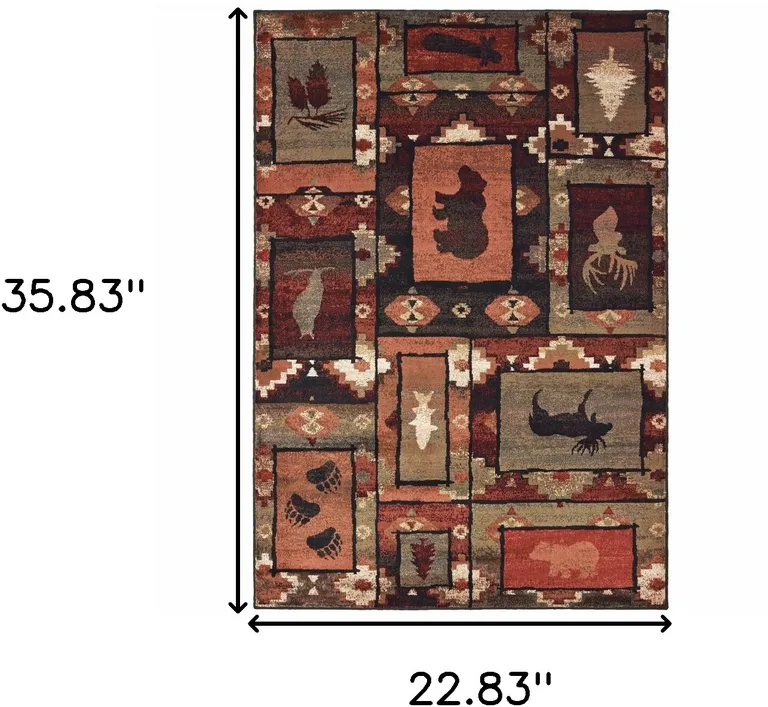 Brown Rust Berry Sage Green Gold And Ivory Southwestern Power Loom Stain Resistant Area Rug Photo 4