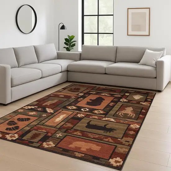 Green And Ivory Southwestern Area Rug Photo 1