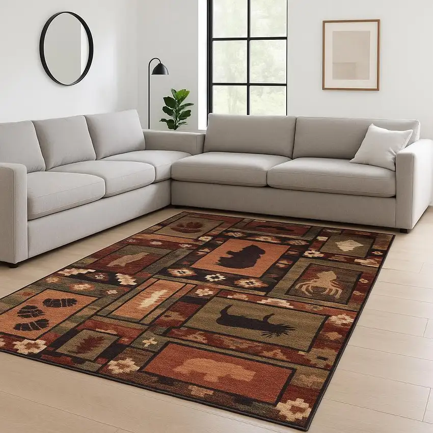 Green And Ivory Southwestern Area Rug Photo 1