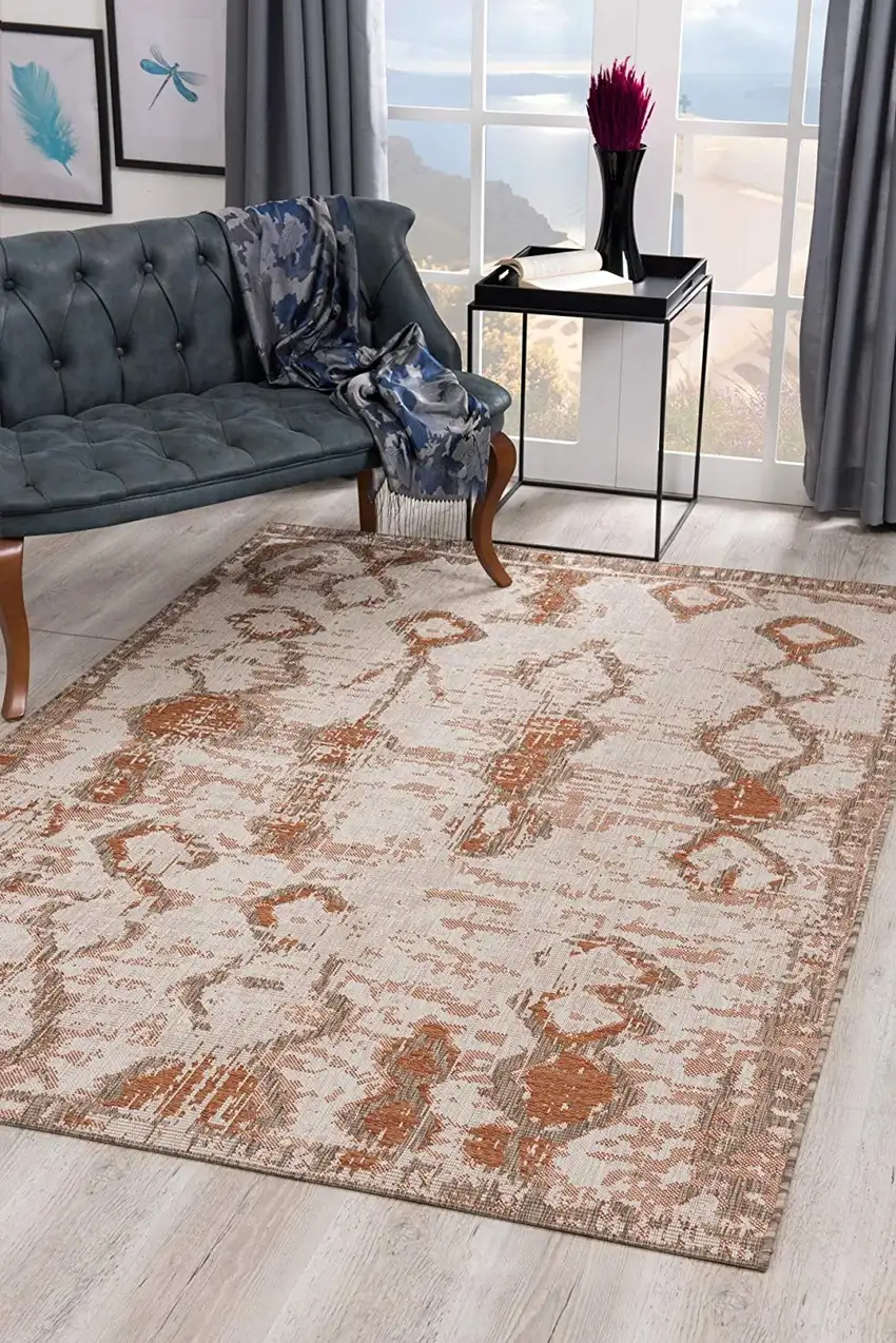 Brown Rust Distressed Area Rug Photo 3