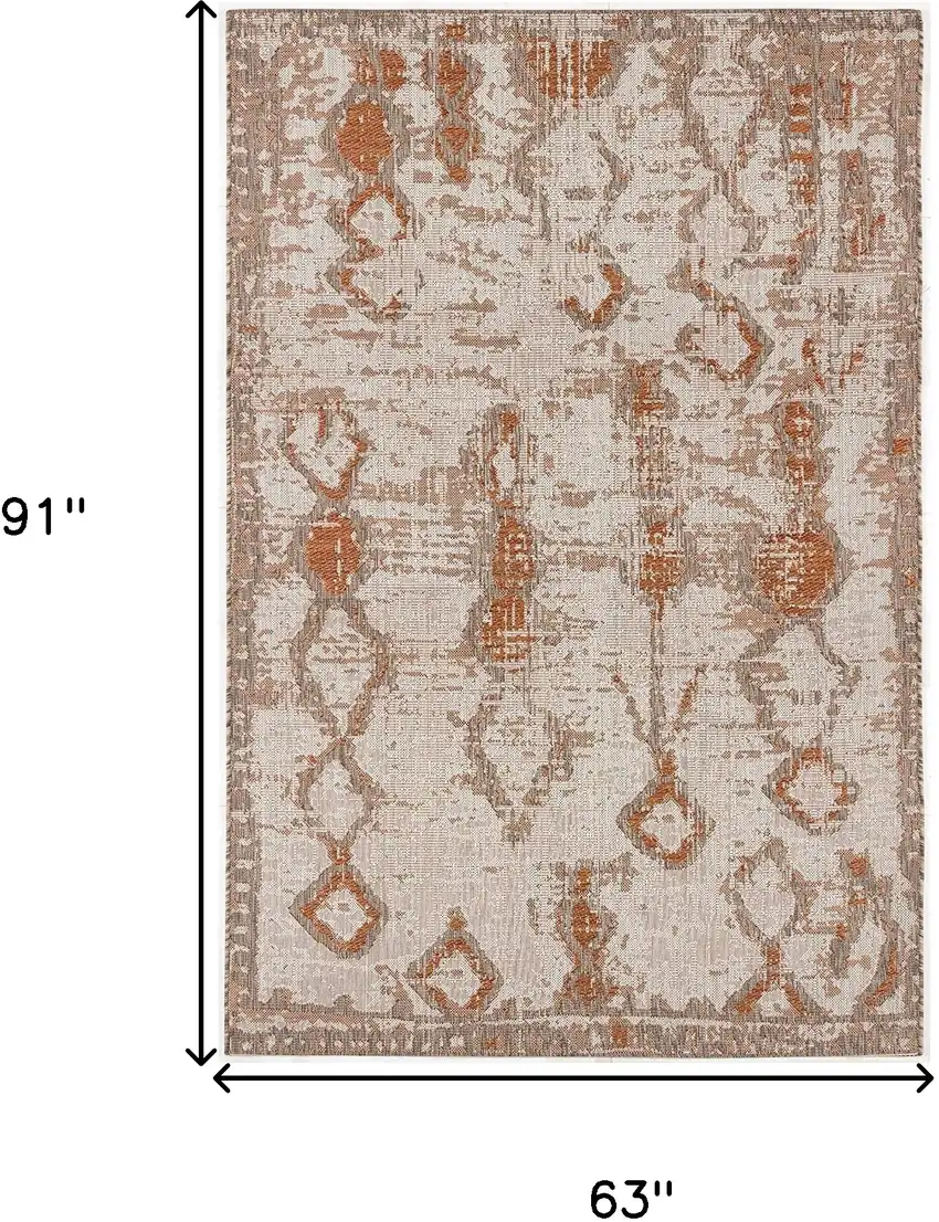 Beige and Brown Abstract Area Rug Photo 3