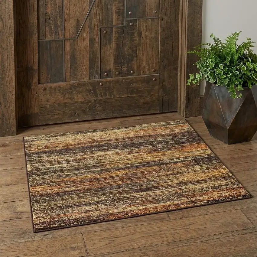 Orange Red Abstract Power Loom Area Rug Photo 1