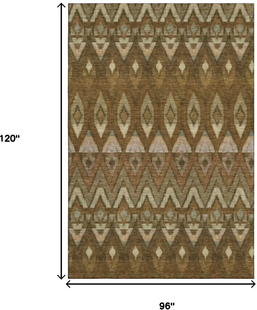 Brown Sage And Beige Southwestern Washable Area Rug With UV Protection Photo 9