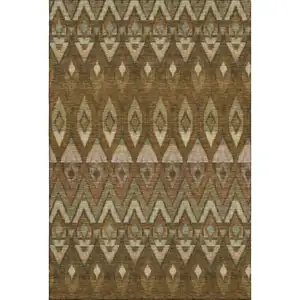 Photo of Brown Sage And Beige Southwestern Washable Area Rug With UV Protection