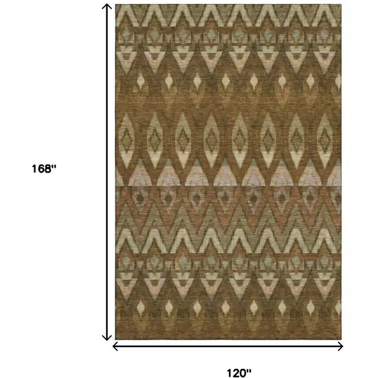 Brown Sage And Beige Southwestern Washable Area Rug With UV Protection Photo 9