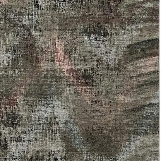 Brown Salmon And Gray Abstract Washable Area Rug With UV Protection Photo 3