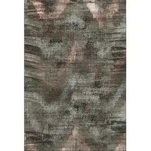 Photo of Brown Salmon And Gray Abstract Washable Area Rug With UV Protection