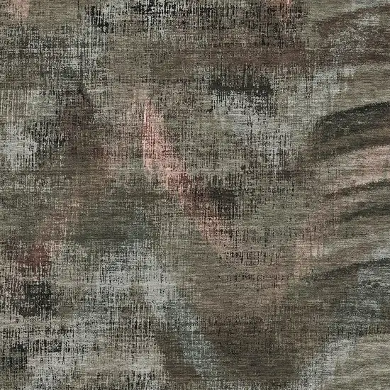 Brown Salmon And Gray Abstract Washable Area Rug With UV Protection Photo 3