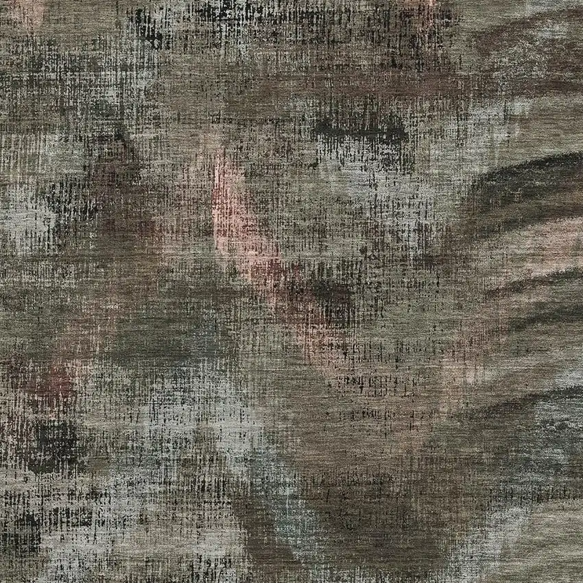 Brown Salmon And Gray Abstract Washable Area Rug With UV Protection Photo 3