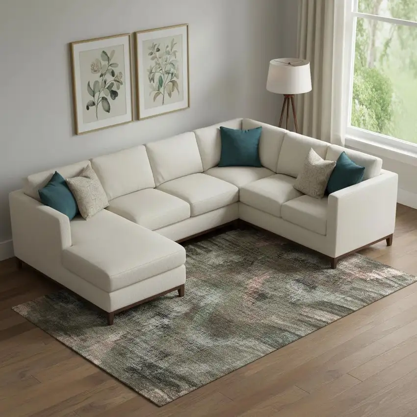 Brown Salmon And Gray Abstract Washable Area Rug With UV Protection Photo 2