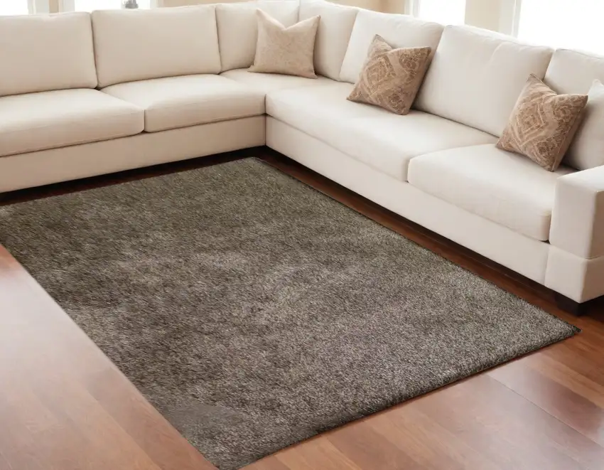Brown Shag Hand Tufted Area Rug Photo 1