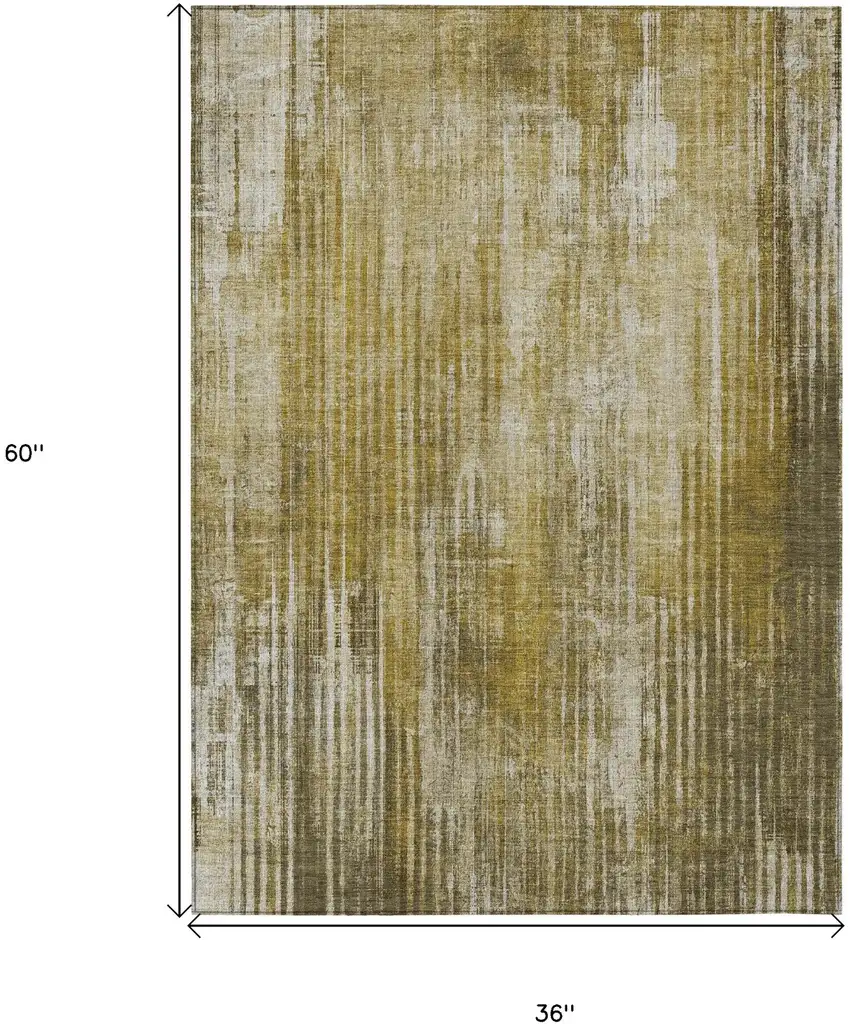 Brown Striped Washable Non Skid Indoor Outdoor Area Rug Photo 3