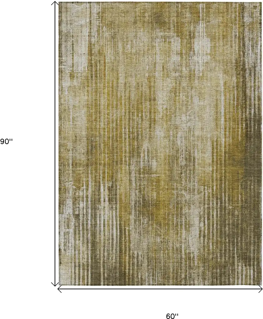 Brown Striped Washable Non Skid Indoor Outdoor Area Rug Photo 3