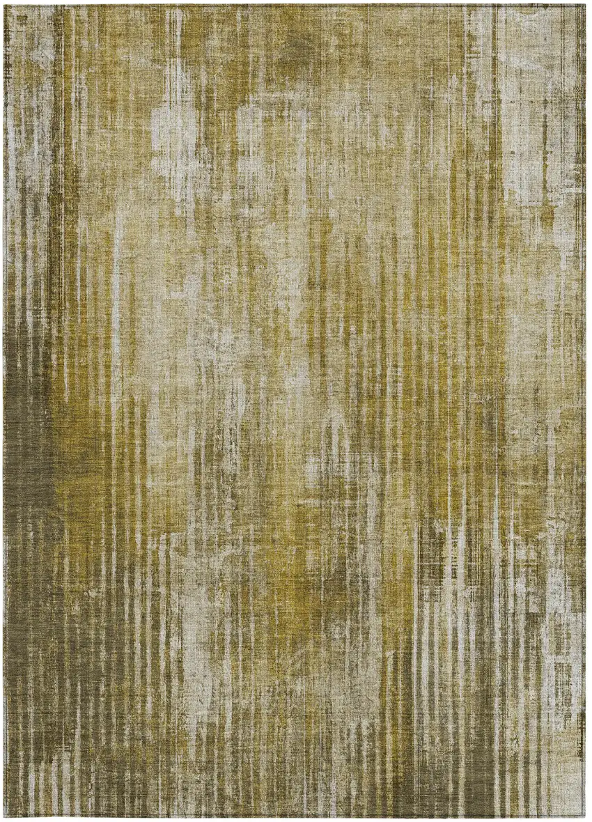 Brown Striped Washable Non Skid Indoor Outdoor Area Rug Photo 6