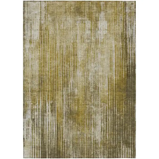 Brown Striped Washable Non Skid Indoor Outdoor Area Rug Photo 2