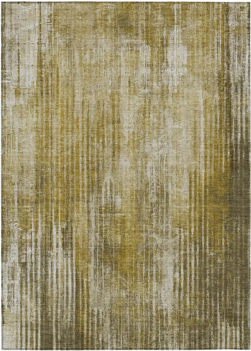 Brown Striped Washable Non Skid Indoor Outdoor Area Rug Photo 2