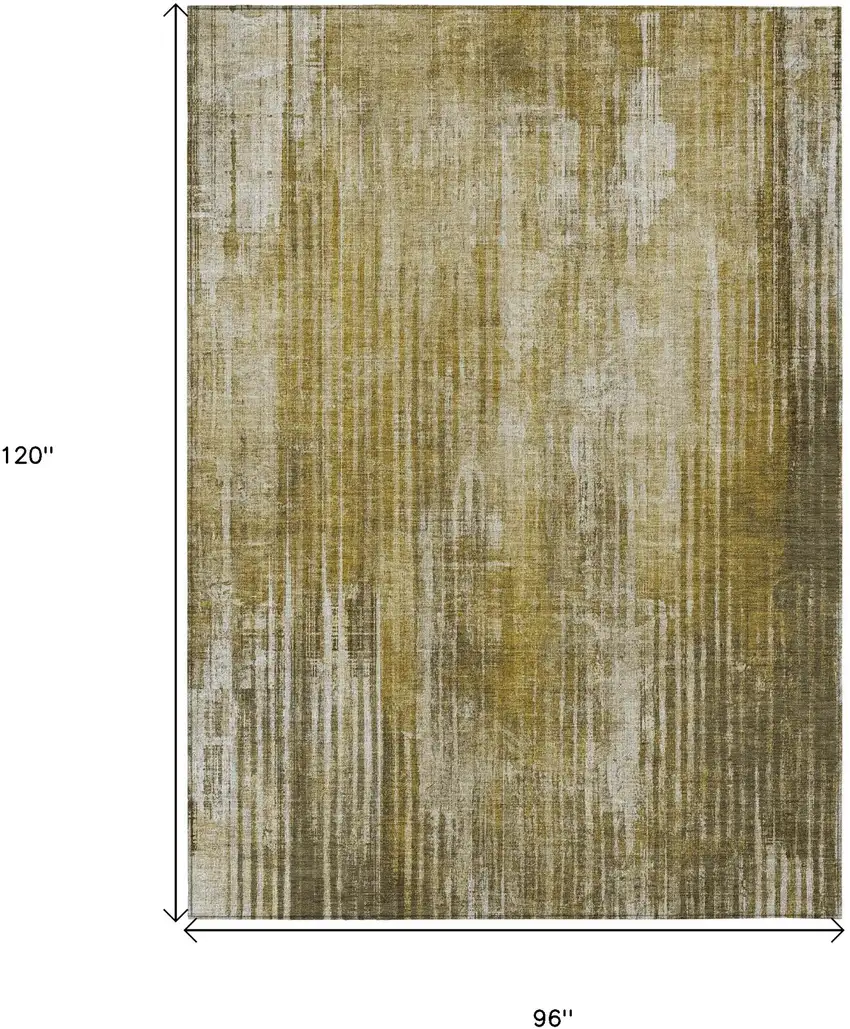 Brown Striped Washable Non Skid Indoor Outdoor Area Rug Photo 3