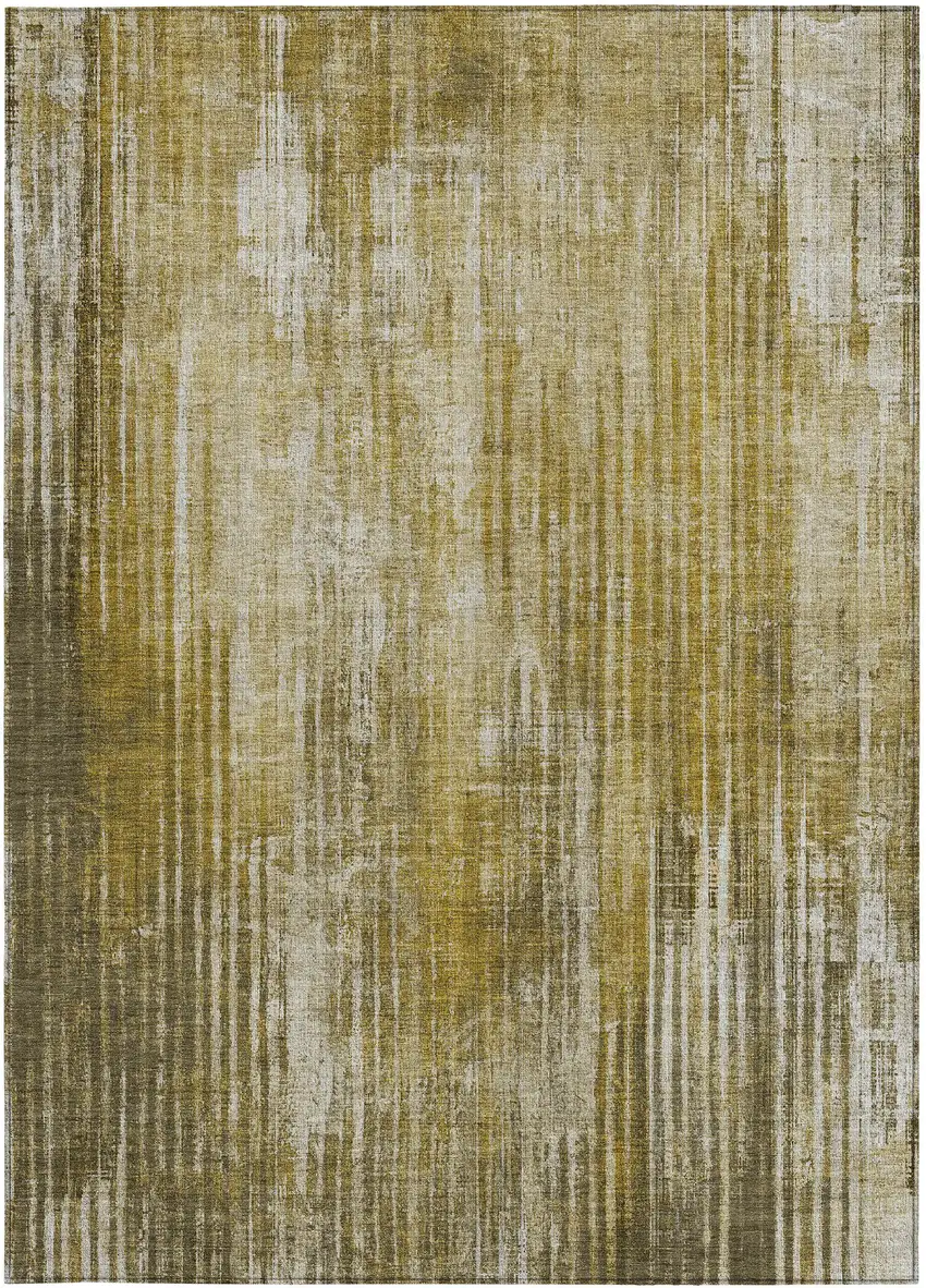 Brown Striped Washable Non Skid Indoor Outdoor Area Rug Photo 6